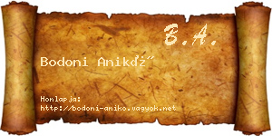 Bodoni Anikó névjegykártya